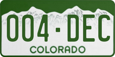 CO license plate 004DEC