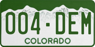 CO license plate 004DEM
