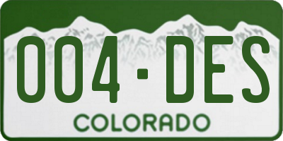 CO license plate 004DES