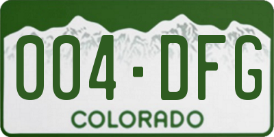 CO license plate 004DFG