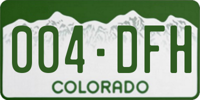 CO license plate 004DFH