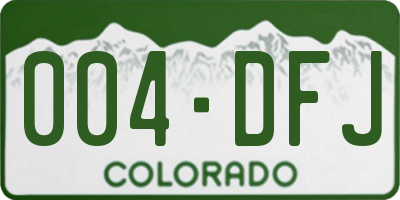 CO license plate 004DFJ