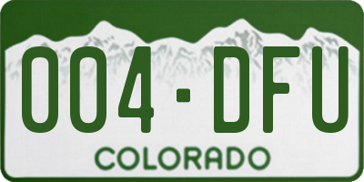 CO license plate 004DFU