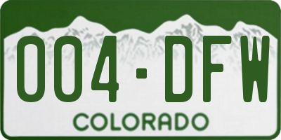 CO license plate 004DFW