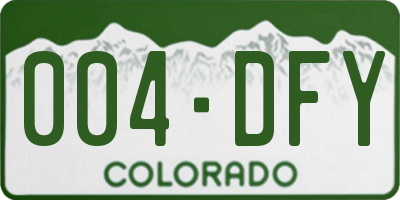 CO license plate 004DFY
