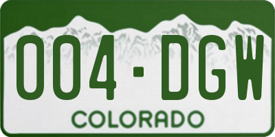 CO license plate 004DGW