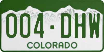 CO license plate 004DHW