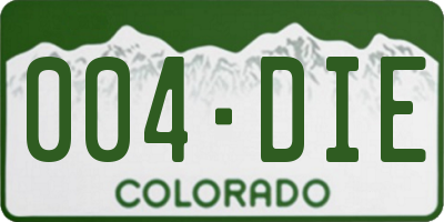 CO license plate 004DIE