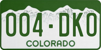 CO license plate 004DKO