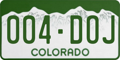 CO license plate 004DOJ