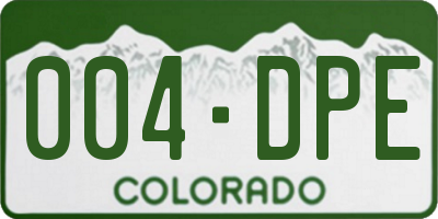 CO license plate 004DPE