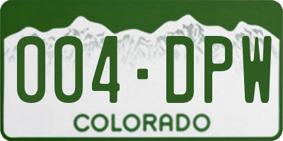 CO license plate 004DPW