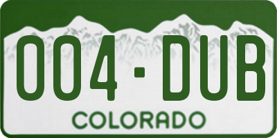 CO license plate 004DUB