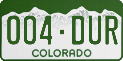 CO license plate 004DUR