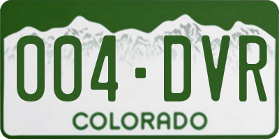 CO license plate 004DVR