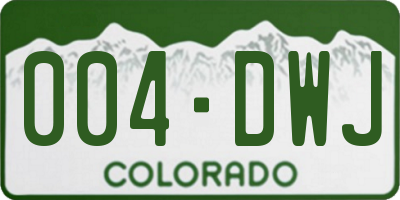 CO license plate 004DWJ