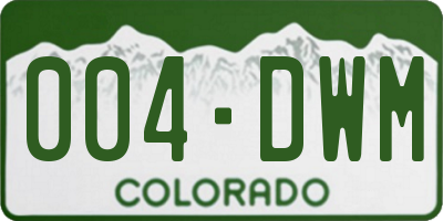 CO license plate 004DWM