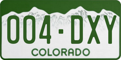 CO license plate 004DXY