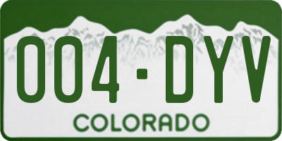CO license plate 004DYV