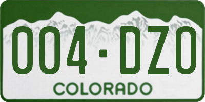 CO license plate 004DZO