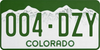 CO license plate 004DZY