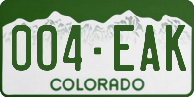 CO license plate 004EAK