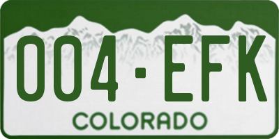 CO license plate 004EFK
