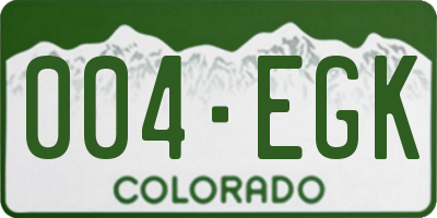 CO license plate 004EGK