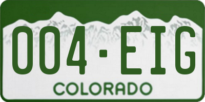 CO license plate 004EIG