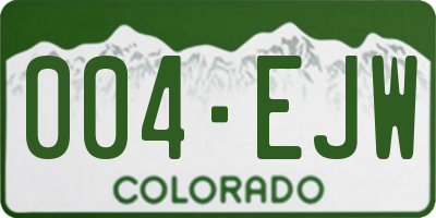 CO license plate 004EJW