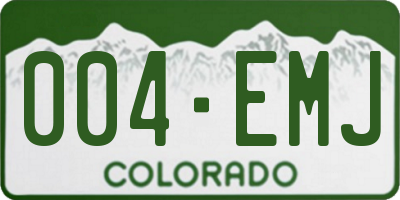 CO license plate 004EMJ