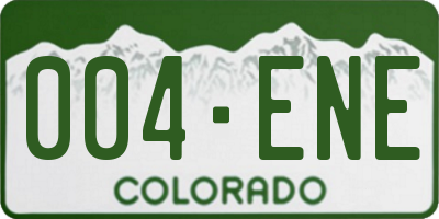 CO license plate 004ENE