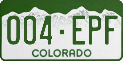 CO license plate 004EPF