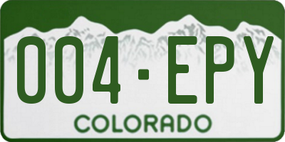 CO license plate 004EPY