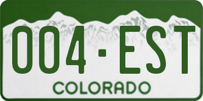CO license plate 004EST