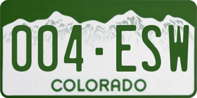CO license plate 004ESW
