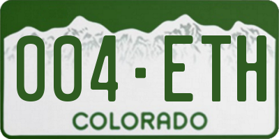CO license plate 004ETH