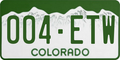 CO license plate 004ETW
