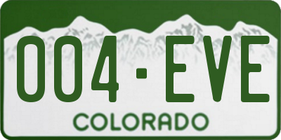 CO license plate 004EVE