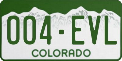 CO license plate 004EVL