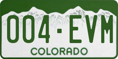 CO license plate 004EVM