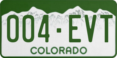 CO license plate 004EVT