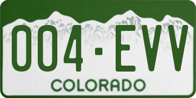 CO license plate 004EVV