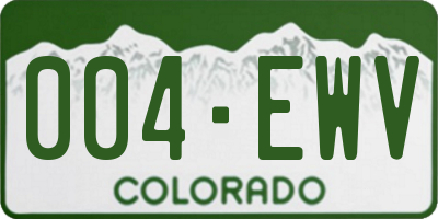 CO license plate 004EWV