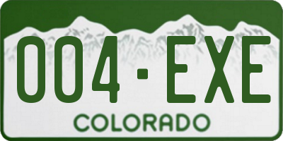 CO license plate 004EXE