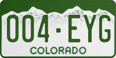 CO license plate 004EYG