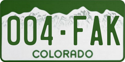 CO license plate 004FAK
