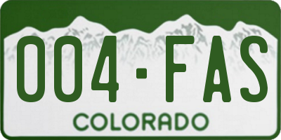 CO license plate 004FAS