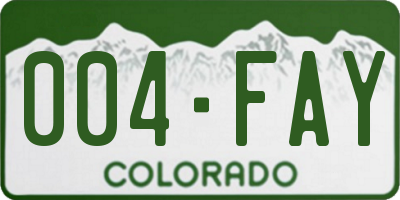 CO license plate 004FAY