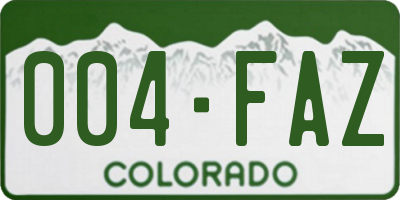 CO license plate 004FAZ